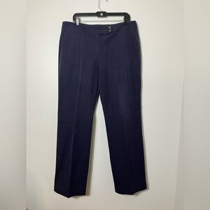 Eileen Fisher Straight Leg Pants Sz L Navy Blue Office Preppy‎ Organic Cotton
